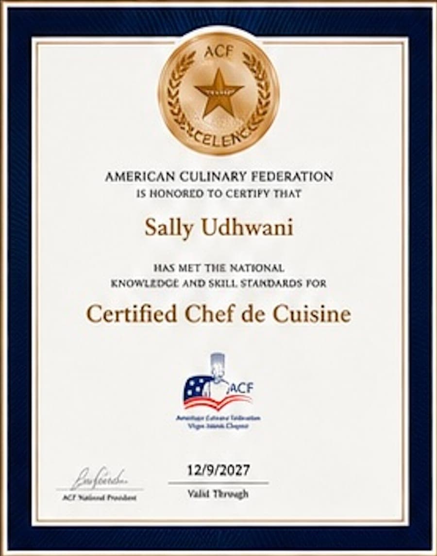 ACF Certified Chef de Cuisine certificate