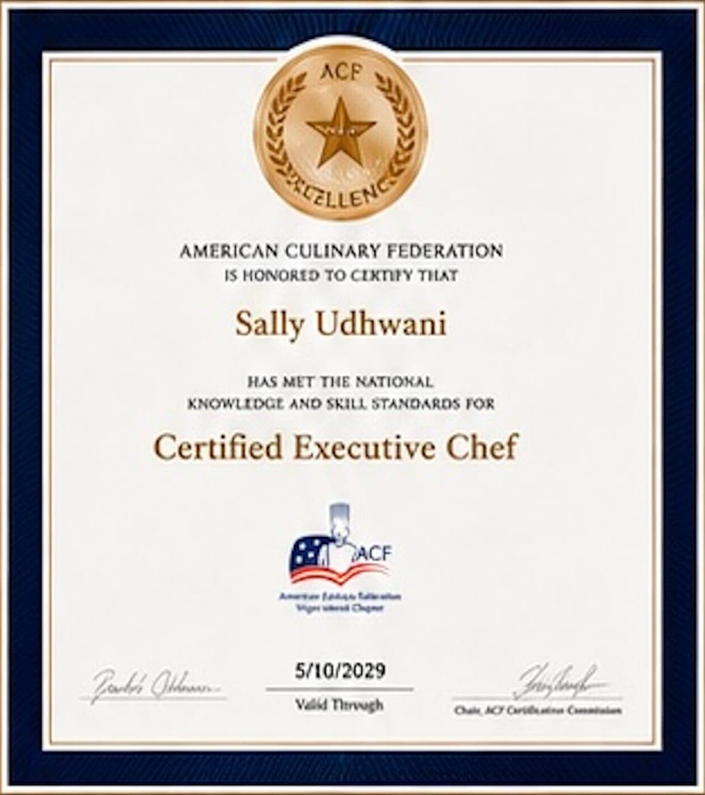 ACF Certified Executive Chef certificate