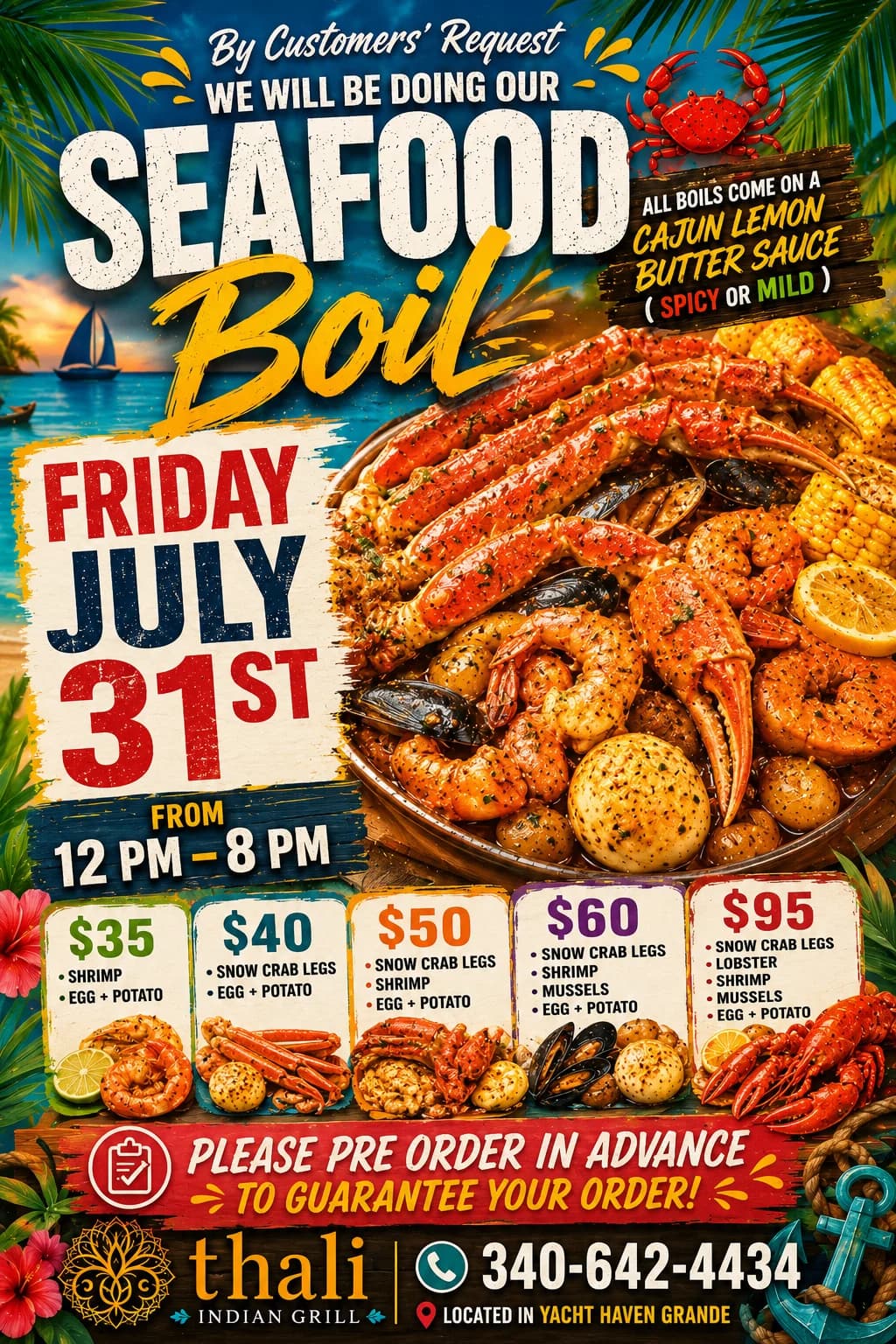 Seafood Boil flyer at Thali Indian Grill
