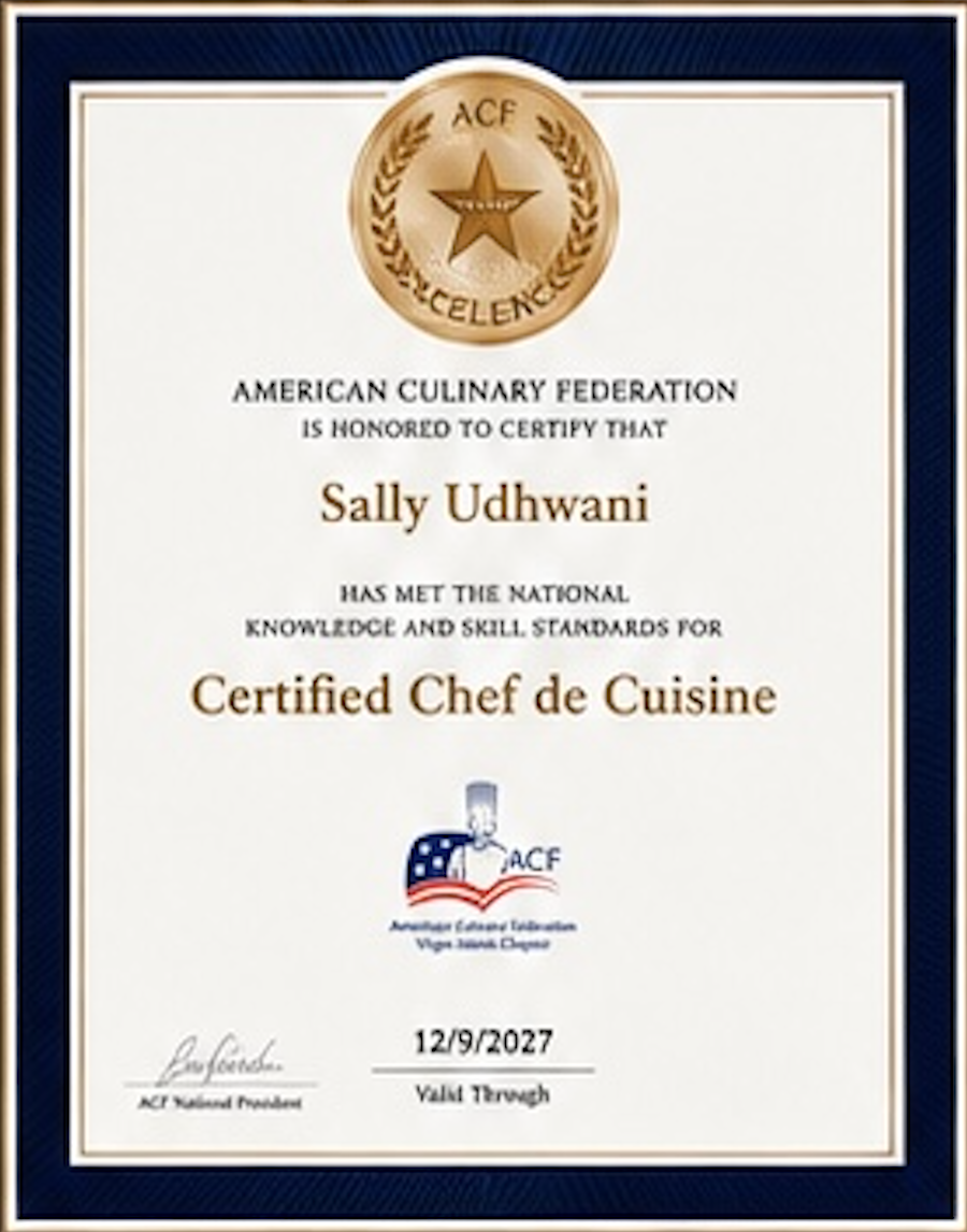 ACF Certified Chef de Cuisine certificate